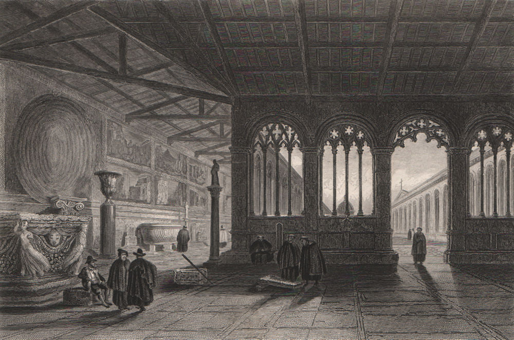 PISA. View of the Camposanto Monumentale. 'Pise'. Tuscany, Italy 1855 print